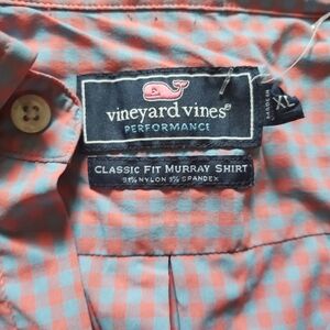 Vineyard Vines Performance Classic Fit Murray Long Sleeve Orange & Blue XL